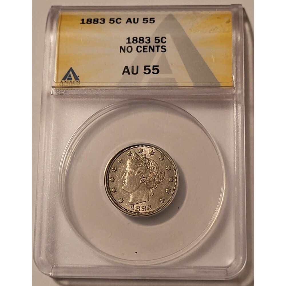 1883 Liberty Nickel No Cents AU55 ANACS